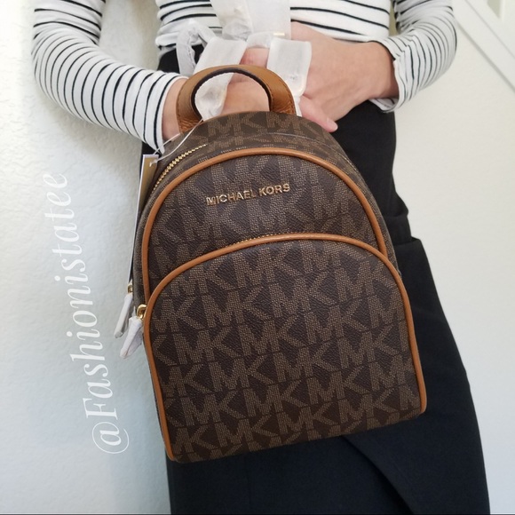 NWT MICHAEL KORS ABBEY BROWN ACORN BACKPACK XSMALL - Picture 4 of 8